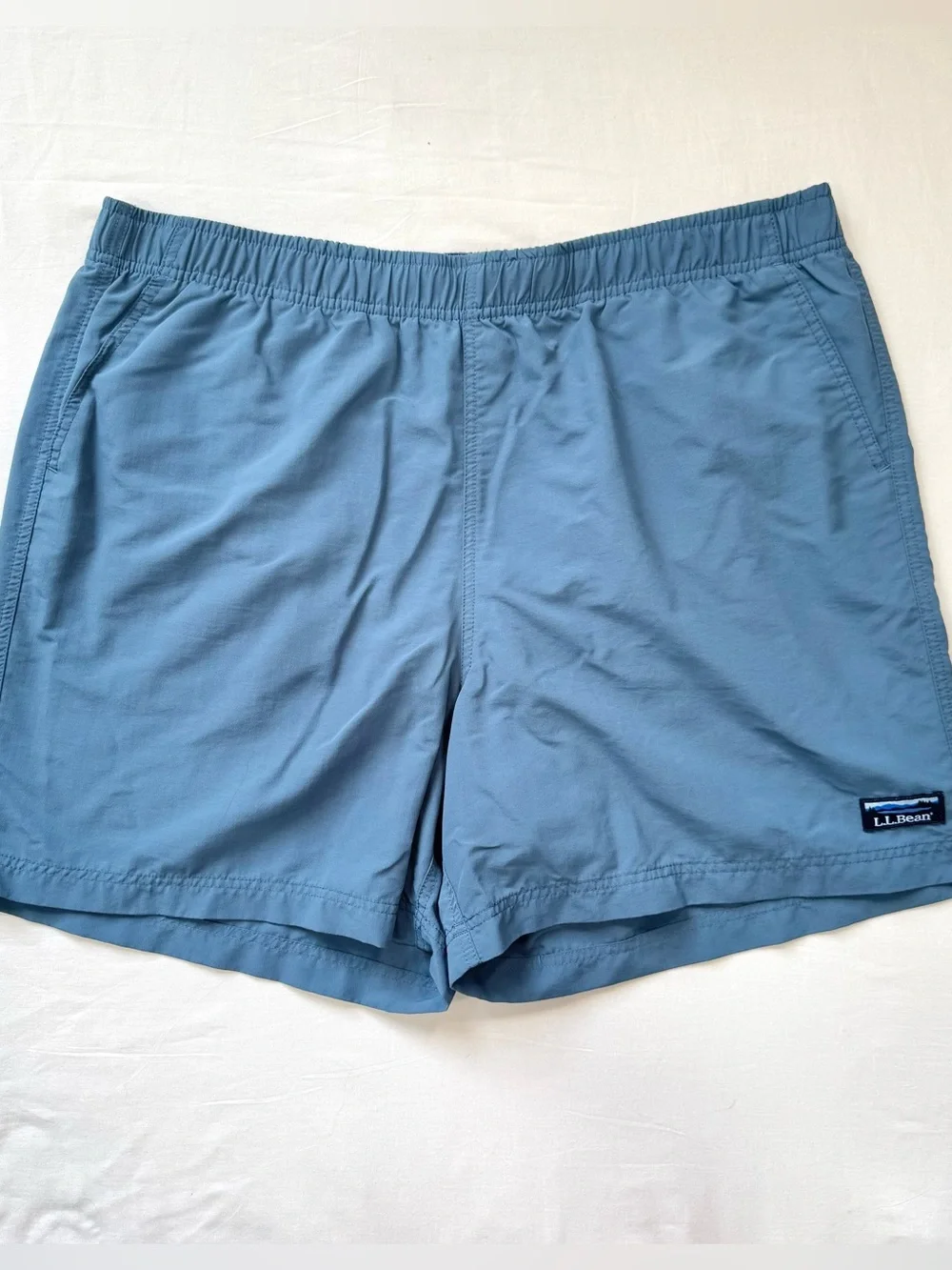 LL Bean Swim Trunk Shorts Men’s Large Blue Pockets Lined Coastal Beach Nautical